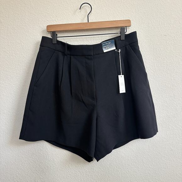 Abercrombie Fitch Shorts Women 14 Trouser Ultra High Sloane Black Curve Love NWT - Picture 1 of 9